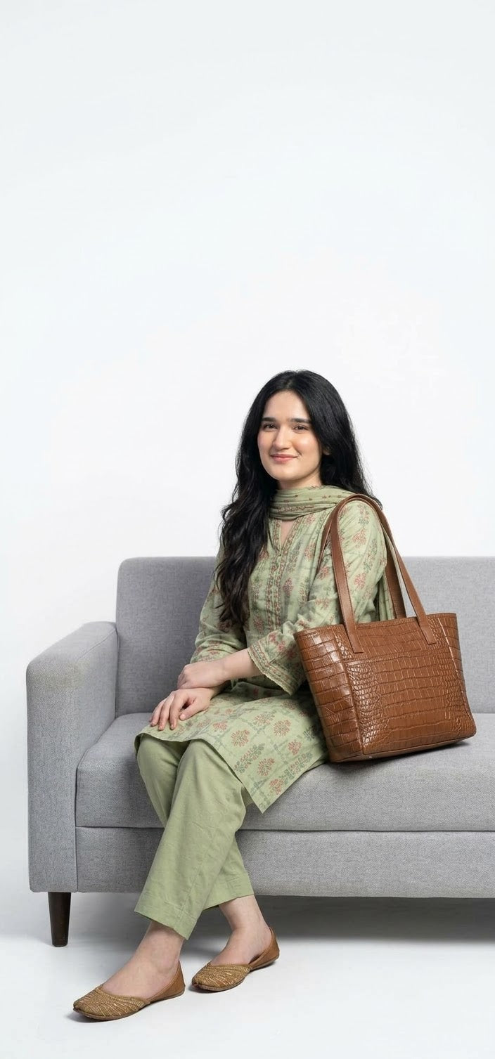 CROCO TOTE BAG 2PC