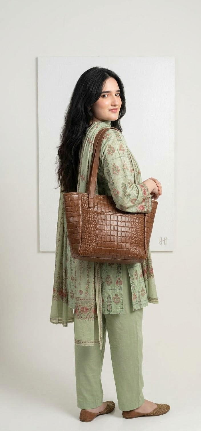 CROCO TOTE BAG 2PC