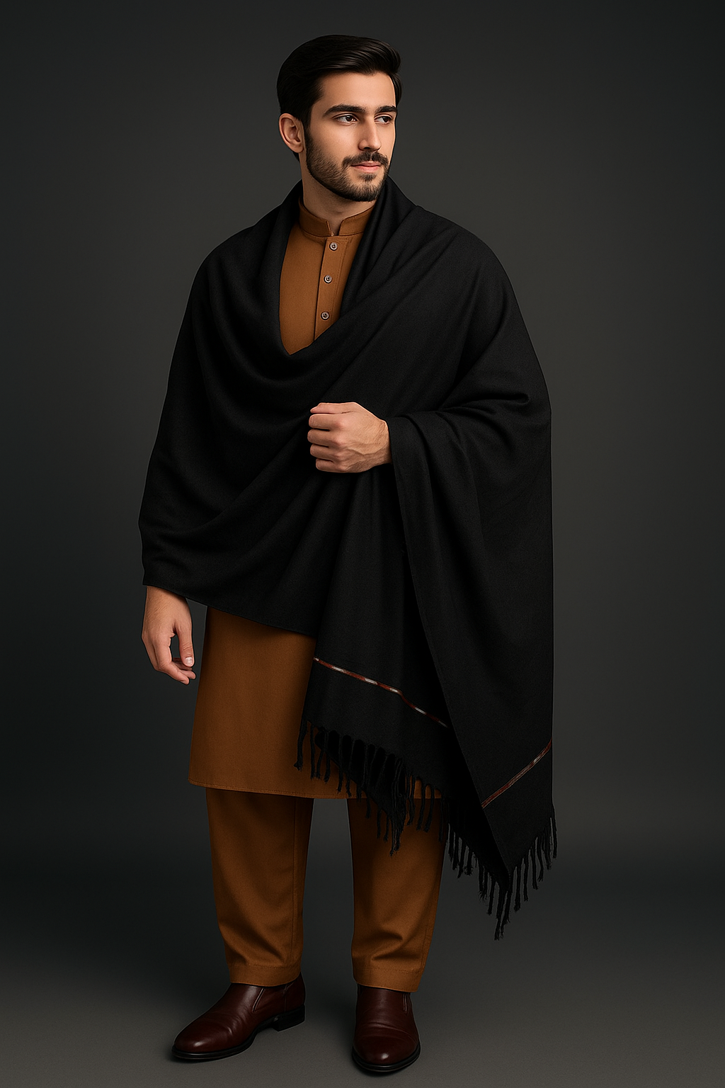 BLACK LINE MEN SHAWL
