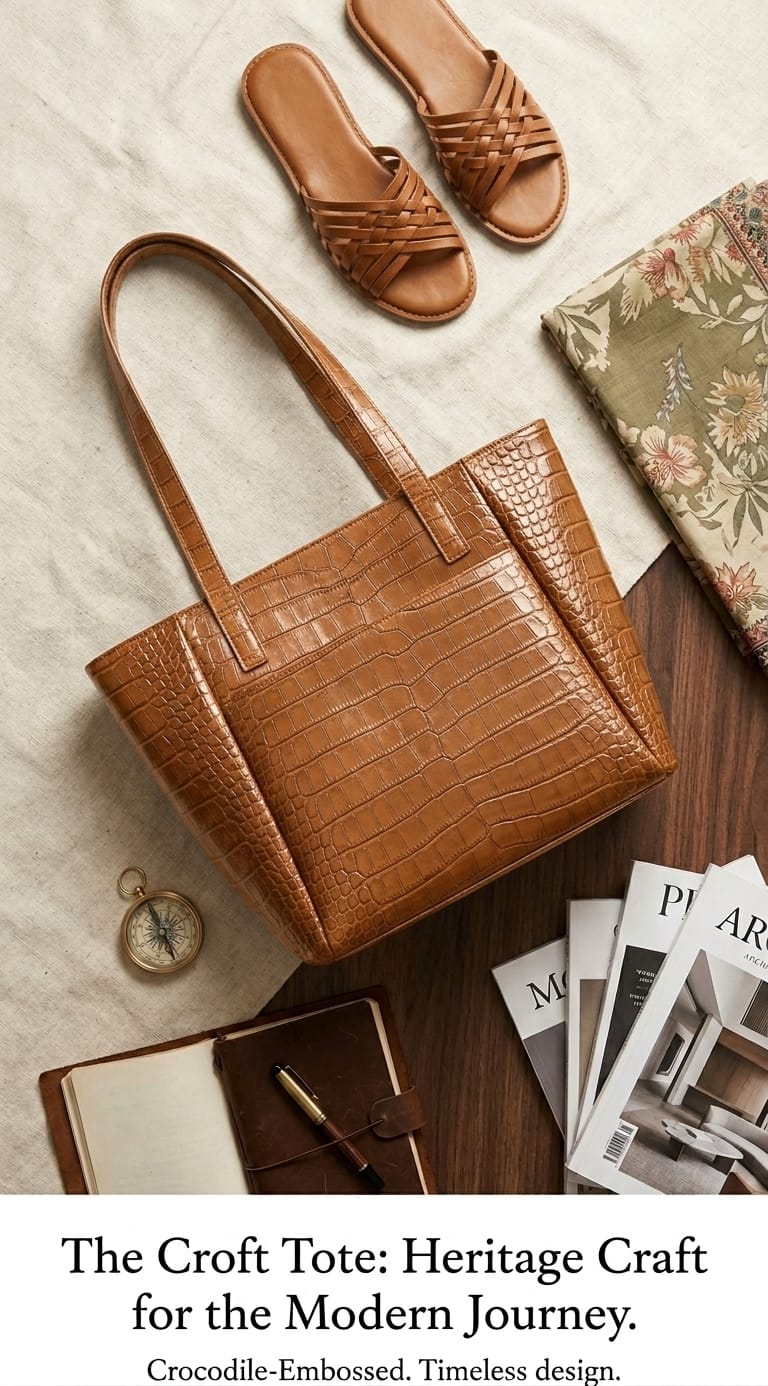 CROCO TOTE BAG 2PC