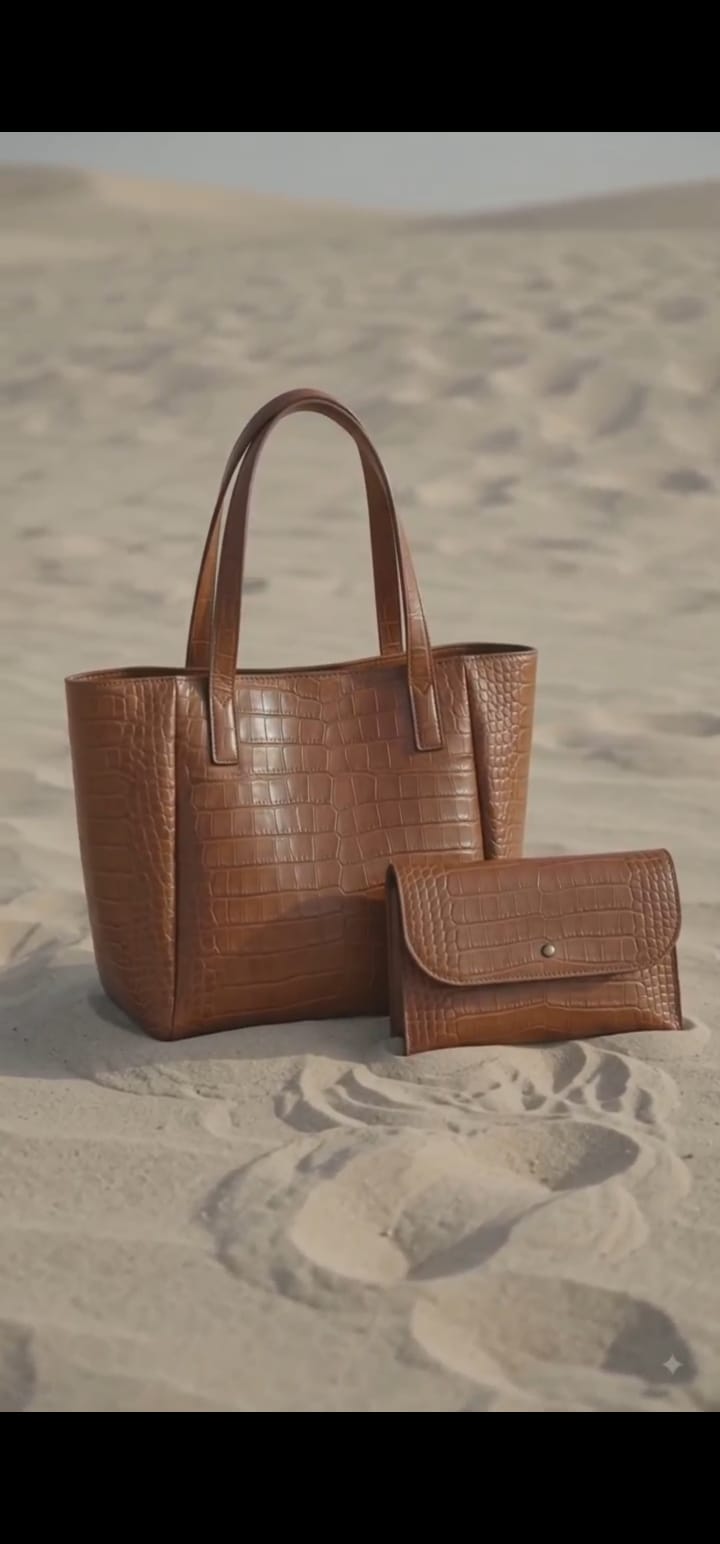 CROCO TOTE BAG 2PC