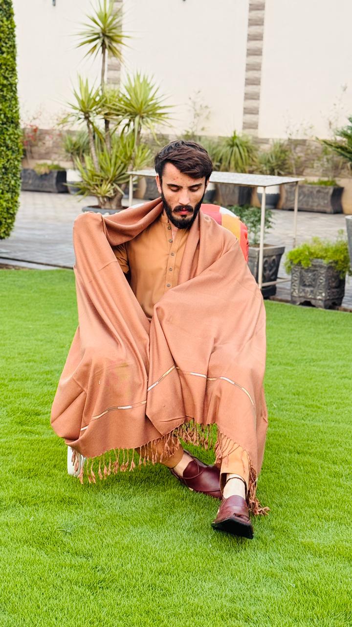 BROWN PLAIN MEN SHAWL